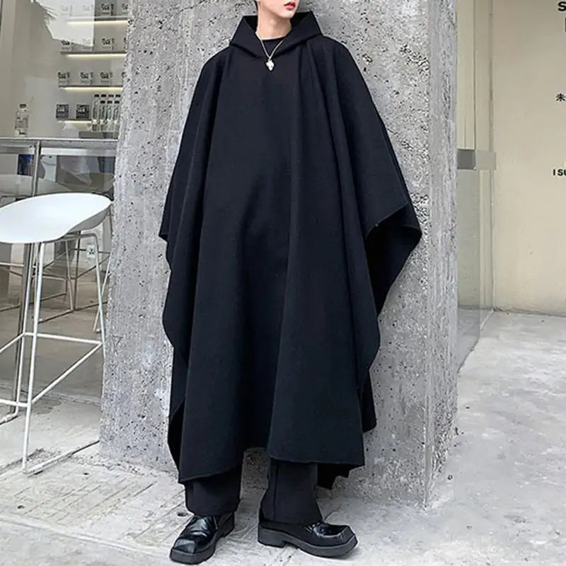 Fashion Men Cloak Coats Hooded Solid Loose 2023 Streetwear Punk Windproof Men's Trench Chic Winter Long Cape Poncho INCERUN