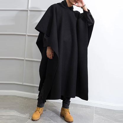 Fashion Men Cloak Coats Hooded Solid Loose 2023 Streetwear Punk Windproof Men's Trench Chic Winter Long Cape Poncho INCERUN