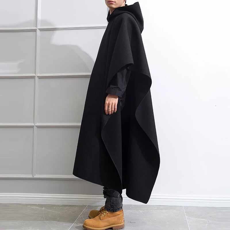 Fashion Men Cloak Coats Hooded Solid Loose 2023 Streetwear Punk Windproof Men's Trench Chic Winter Long Cape Poncho INCERUN