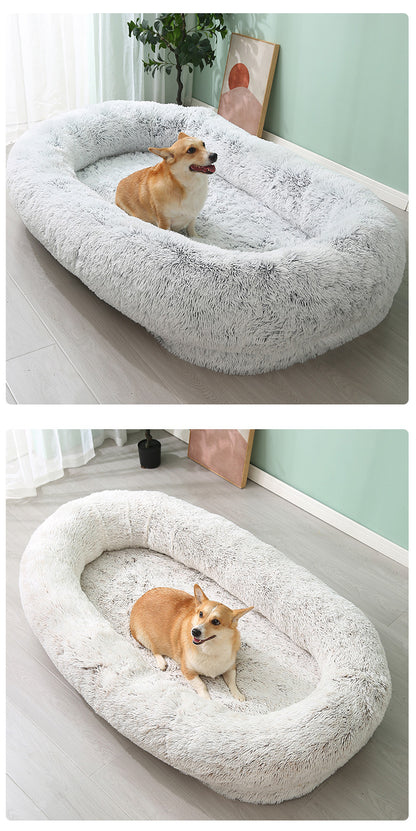 Human Dog Kennel Plush Round Pet Kennel Dog Bed Winter Warm Sponge Dog Pads Pet Supplies Pet Mattresses