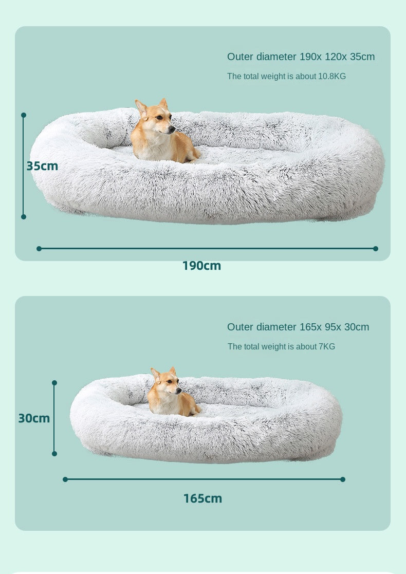 Human Dog Kennel Plush Round Pet Kennel Dog Bed Winter Warm Sponge Dog Pads Pet Supplies Pet Mattresses