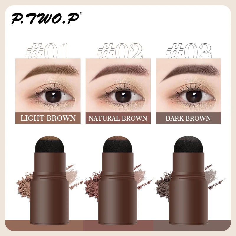 PTWOP One Step Eyebrow Stamp Shaping Kit Set Waterproof Women Makeup Brows Stencil And Kit Tattoo Eyebrow Brush Shipping Free