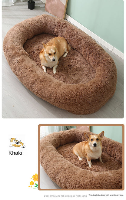 Human Dog Kennel Plush Round Pet Kennel Dog Bed Winter Warm Sponge Dog Pads Pet Supplies Pet Mattresses