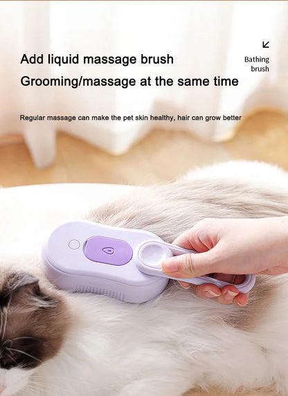 3 in 1 Pet Electric Steam Brush Cat and Dog Cleaning Spray Massage Grooming Comb Retractable Handle Pet Hair Removal BeautyBrush