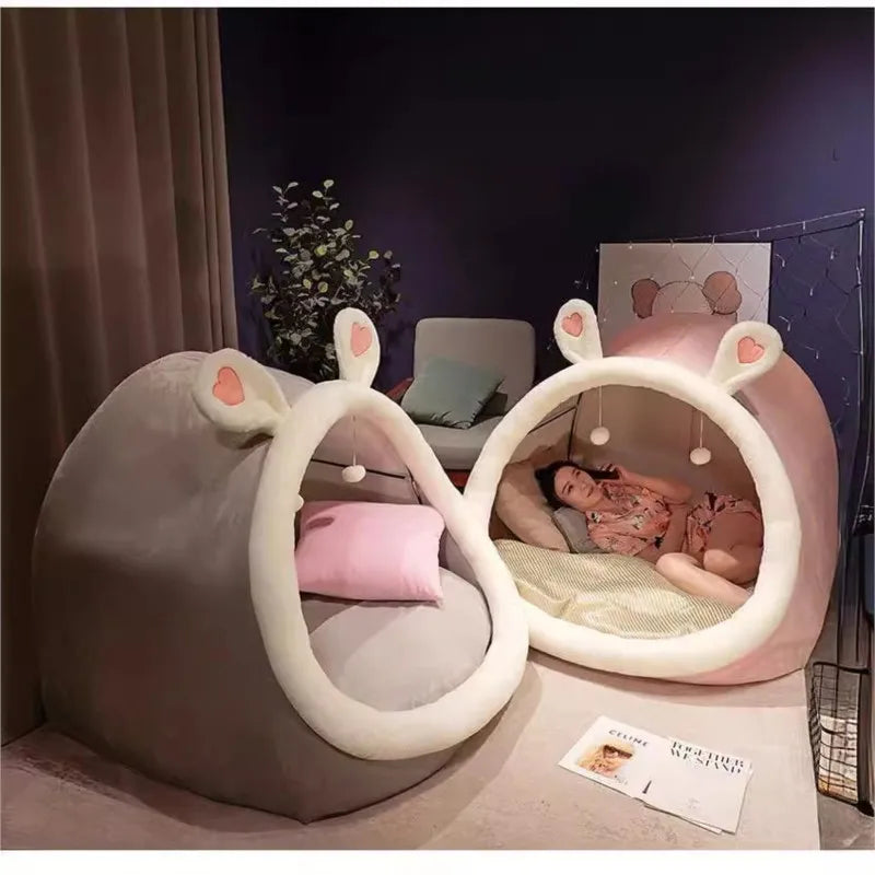 Cute oversized adult and children plush tent cat nest cozy house warm and lazy sofa on the ground increased comfort