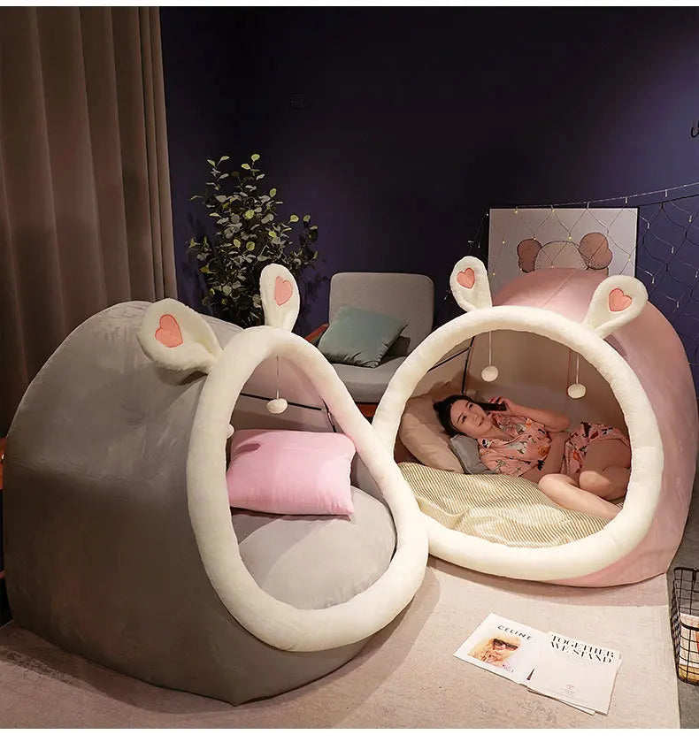 Cute oversized adult and children plush tent cat nest cozy house warm and lazy sofa on the ground increased comfort