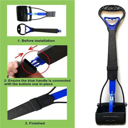 Pooper Scooper For Dog Jaw Clamp Heavy Duty Long Handle Poop Scooper For Dog Puppy Cat Waste Picker Pet Cleaning Shovel Tools