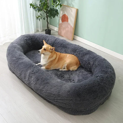 Human Dog Kennel Plush Round Pet Kennel Dog Bed Winter Warm Sponge Dog Pads Pet Supplies Pet Mattresses