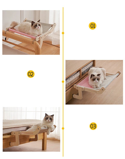 Cat Hammock Wooden Assembly Hanging Bed Cotton Canvas Easy Washable Multi-Ply Plywood Hot Selling Hammock Nest Beds Hammock