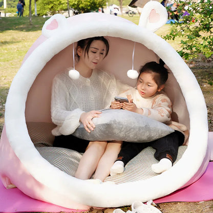 Cute oversized adult and children plush tent cat nest cozy house warm and lazy sofa on the ground increased comfort