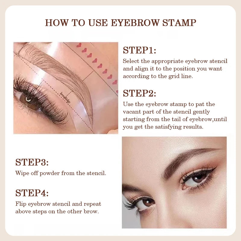 PTWOP One Step Eyebrow Stamp Shaping Kit Set Waterproof Women Makeup Brows Stencil And Kit Tattoo Eyebrow Brush Shipping Free