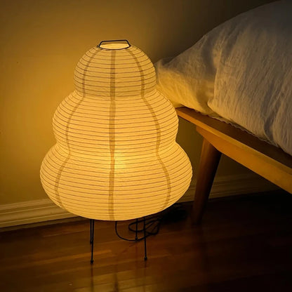 Japanese Style LED Rice Paper Desk Lamp Tricolor Dimming Home Art Decoration Lamps Living Room Hotel Bedroom Bedside Night Light